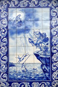 Mirakel av Vår Frue av Nazare. Vår Frue av Nazare-kirken (Largo Nossa Senhora da Nazare). Portugal.