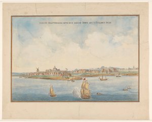 New Amsterdam og Manhattan, ca. 1660 av Dutch School