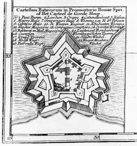 Plan over det bataviske slottet, Kapp det gode håp ca. 1803-1806 av Dutch School