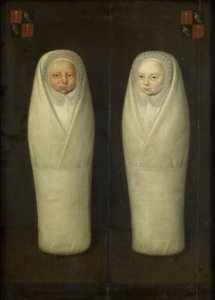 Portrait of Swaddled Twins: The Early-Deceased Children of Jacob de Graeff and Aeltge Boelens, ca. 1617 av Dutch School