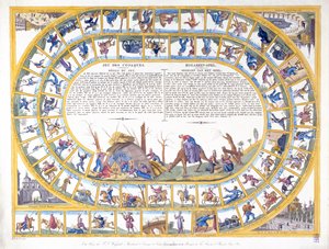 Kosakkspillet med illustrasjoner av ulike typer russiske soldater, ca. 1815-16 av Dutch School
