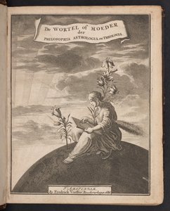 Tittelsiden til #39;Aurora#39; (Dawn in the Rising) skrevet av Jacob Böhme av Dutch School