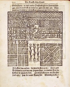 Trening og planting i hagen, fra The Dutch Gardener, av Johann van der Groen, utgitt 1699 av Dutch School