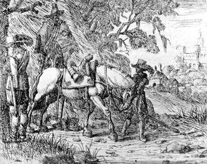 Two Riders Resting, av Hendrik Vershuring, 1627-1690 (tegning) av Dutch School