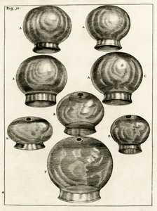 Ulike koppingsglass, fra The Practice of Medicine av Frederik Dekkers, 1694 av Dutch School