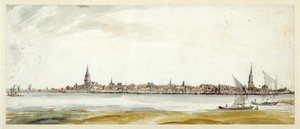 Utsikt over Emmerich, sent på 1600-tallet (penn og brunt blekk med akvarell på papir) av Dutch School