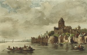 Utsikt over Valkhof-slottet, Nijmegen av Dutch School