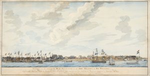 Utsikt over byen Paramaribo og Fort Zeelandia, 1772 av Dutch School