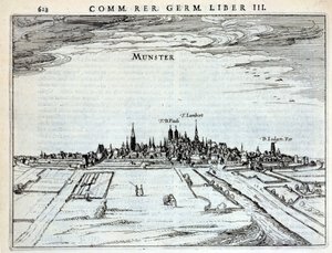 Utsikt over byen Munster, fra Rerum Germanicarum, av P. Bertin, Amsterdam 1616 av Dutch School