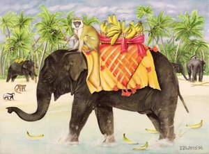Elephants with Bananas, 1998 (akryl på lerret)