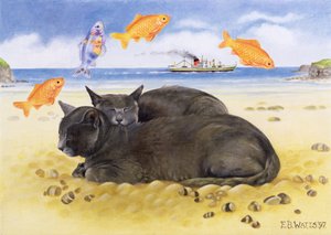 Fish Dreams, 1997 (akryl på lerret) av E.B. Watts