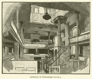 Interiør av West-Street Chapel (gravering) av E.H. Fitchew