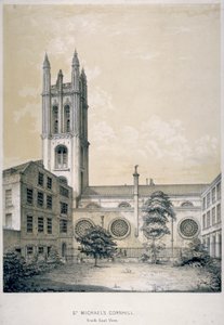 Sørøstutsikt over Church of St Michael, Cornhill, City of London, 1840 av EJ Dickinson