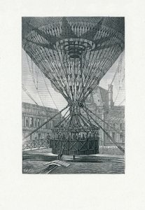 Panoramautsiktsplattform med varmluftsballong, pub. ca. 1880 (bw gravering) av E. A. Tilly