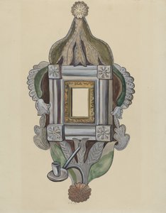 Stearinlyslampe med speil, 19351942. av E. Boyd