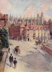 Eton: Barnes Pool Bridge, Baldwin's Shore og Upper Chapel (farge litho)