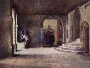 Eton: The Cloisters (farge litho) av E. D. Brinton