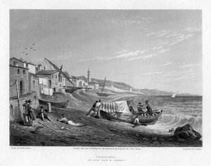 Cogoleto, fødestedet til Columbus, Italia, 1828.