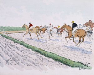 Hesteveddeløp - tegning av Thelem