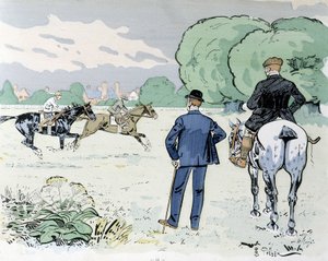 Hesteridning - tegning av Thelem