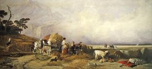 Høst i høylandet (akvarell på papir) av E. and Callcott A. W. Landseer