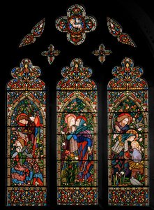 Bebudelsen, besøket og fødselen, ca. 1860 av E. and Halliday Burne Jones