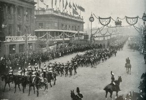 Sjøkontingenten krysser London Bridge inn i Southwark, London, 1897.