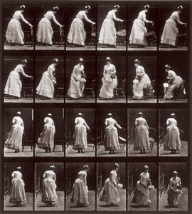 Animal Locomotion, plate 265: sekvens med en kvinne som sitter, 1887 (fotomekanisk trykk) av Eadweard Muybridge