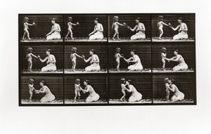 Barn som bringer bukett til en kvinne, tallerken 465 fra Animal Locomotion, 1887 av Eadweard Muybridge