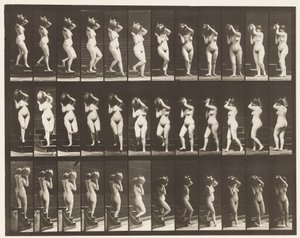 Plate 147. Nedstigende trapp; Turning Water Jar på høyre skulder, 1872-1885 av Eadweard Muybridge