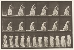 Plate 199. Courtseying, vifte i høyre hånd, 1885 av Eadweard Muybridge