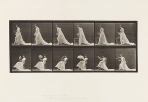 Plate 242. Plassere stol, sitte og flørte en vifte, 1885 av Eadweard Muybridge