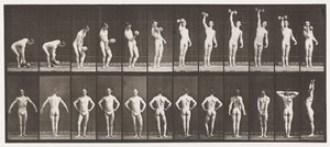 Plate 321. A, løfte en 50 lb dumb-bell; B, posering av Eadweard Muybridge