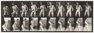 Plate 324. Curling 50-lb. Dumb-Bell, modell, 3/4 lengde av Eadweard Muybridge