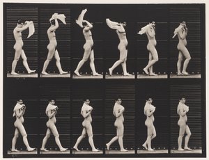 Tallerken 40. Gå, kaste lommetørkle over skuldrene av Eadweard Muybridge