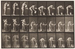 Tallerken 413. Helle vann i servant og vaske ansikt av Eadweard Muybridge