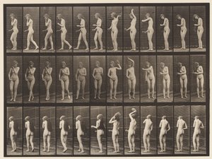 Tallerken 426. Toalett; Børster håret hennes og går av, 1872-1885 av Eadweard Muybridge