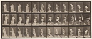 Tallerken 430. Toalett; Ta av klær, 1872-1885 av Eadweard Muybridge