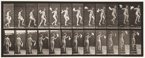 Plate 96. Oppstigende trapp ser seg rundt; Viftende lommetørkle av Eadweard Muybridge