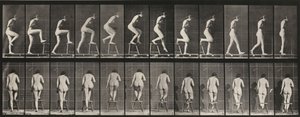 Tavle nummer 180. Å stige opp på og over en stol av Eadweard Muybridge