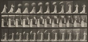 Tavle nummer 461. Åpning av en parasoll og vending rundt av Eadweard Muybridge