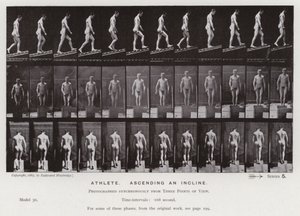 Den menneskelige figuren i bevegelse: idrettsutøver, som stiger opp en stigning (s/hvitt-bilde) av Eadweard Muybridge
