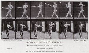 The Human Figure in Motion: Atletisk, batting på baseball (s/hv-bilde) av Eadweard Muybridge