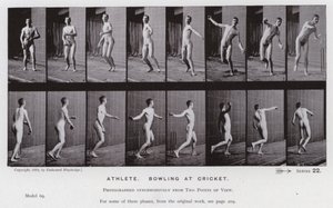 The Human Figure in Motion: Atlet, bowling på cricket (s/hvitt-bilde) av Eadweard Muybridge