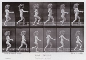 Den menneskelige figuren i bevegelse: barn, løping (s/hvitt-bilde) av Eadweard Muybridge
