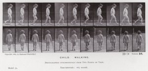 Den menneskelige figuren i bevegelse: barn, gående (s/hvitt-bilde) av Eadweard Muybridge