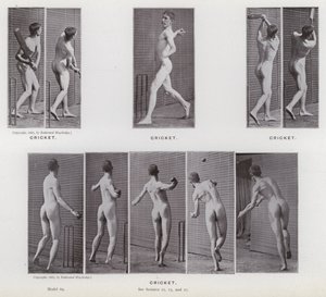 The Human Figure in Motion: Cricket (s/hvitt-bilde) av Eadweard Muybridge