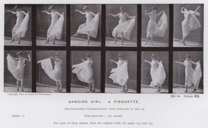 The Human Figure in Motion: Dansende jente, en piruett (s/hv-bilde) av Eadweard Muybridge