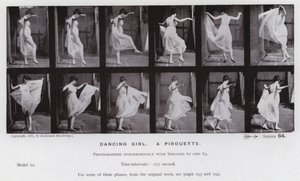The Human Figure in Motion: Dansende jente, en piruett (s/hv-bilde) av Eadweard Muybridge