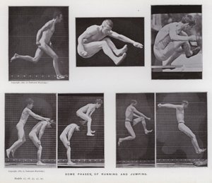 Den menneskelige figuren i bevegelse: Noen faser av løping og hopping (s/hvitt-bilde) av Eadweard Muybridge